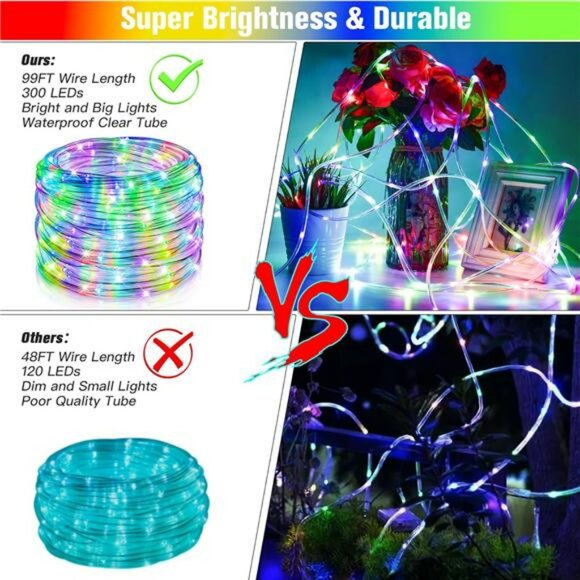99ft LED Rope Lights Outdoor Indoor Waterproof 18 Color Changing with Remote - Picture 4 of 7